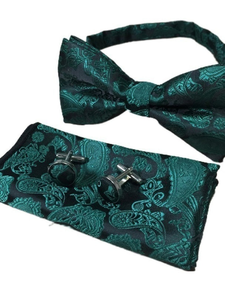 Men's Jacquard Ties Bow Tie Pocket Square Cufflinks Sets