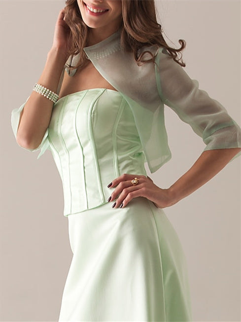 Elegant Coats / Jackets Half Sleeves Organza Wedding Wraps With Pure colour