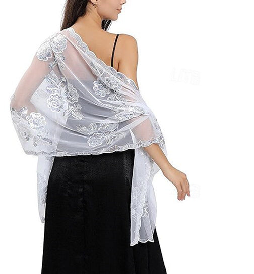 Women's Wedding Guest Sleeveless Tulle Wrap/Shawl with Sequins