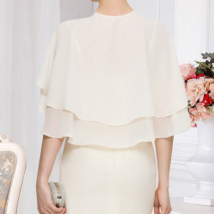 Women's Wedding Guest Sleeveless Chiffon  Bolero Wrap/Shawl with Pure colour