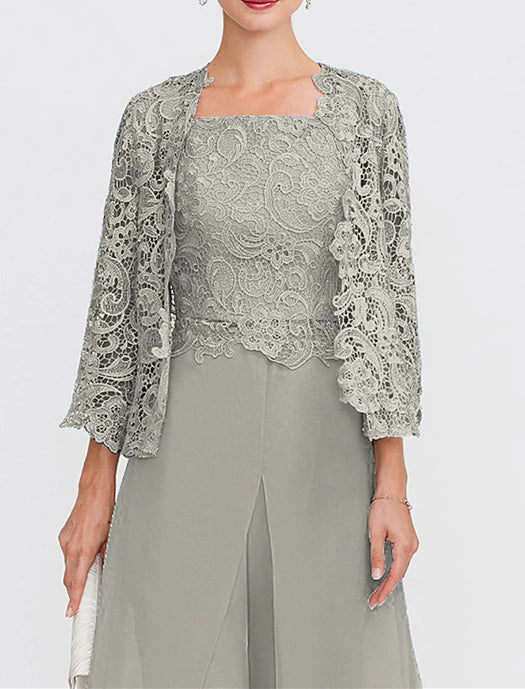 treat ürself Retro lace jacket gray Women's Wedding Guest 3/4 Length Sleeves Floral Lace Bolero Coats