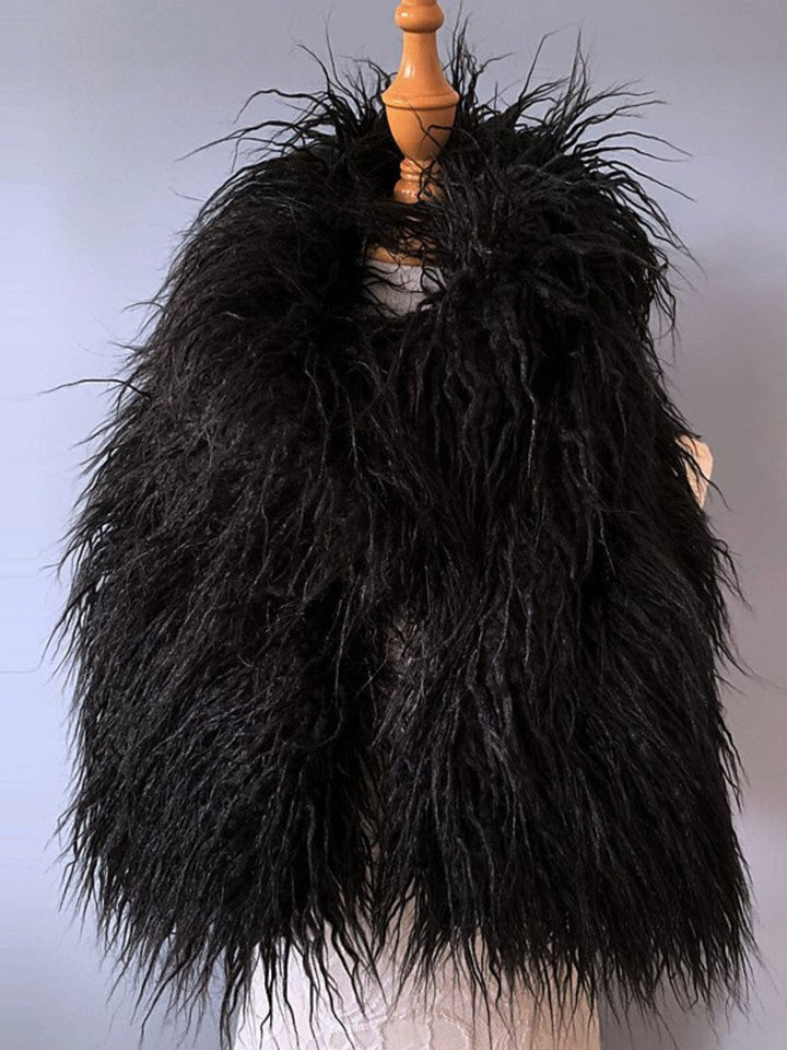 Women's Solid colour Sleeveless Faux Fur Casual Wedding Wrap