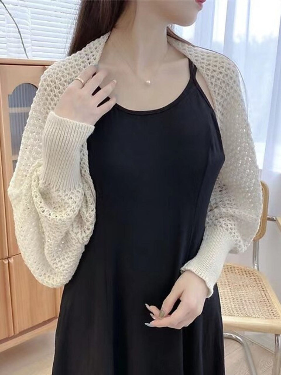 Women's Wrap Bolero Casual Long Sleeves Knitwear with Pure colour