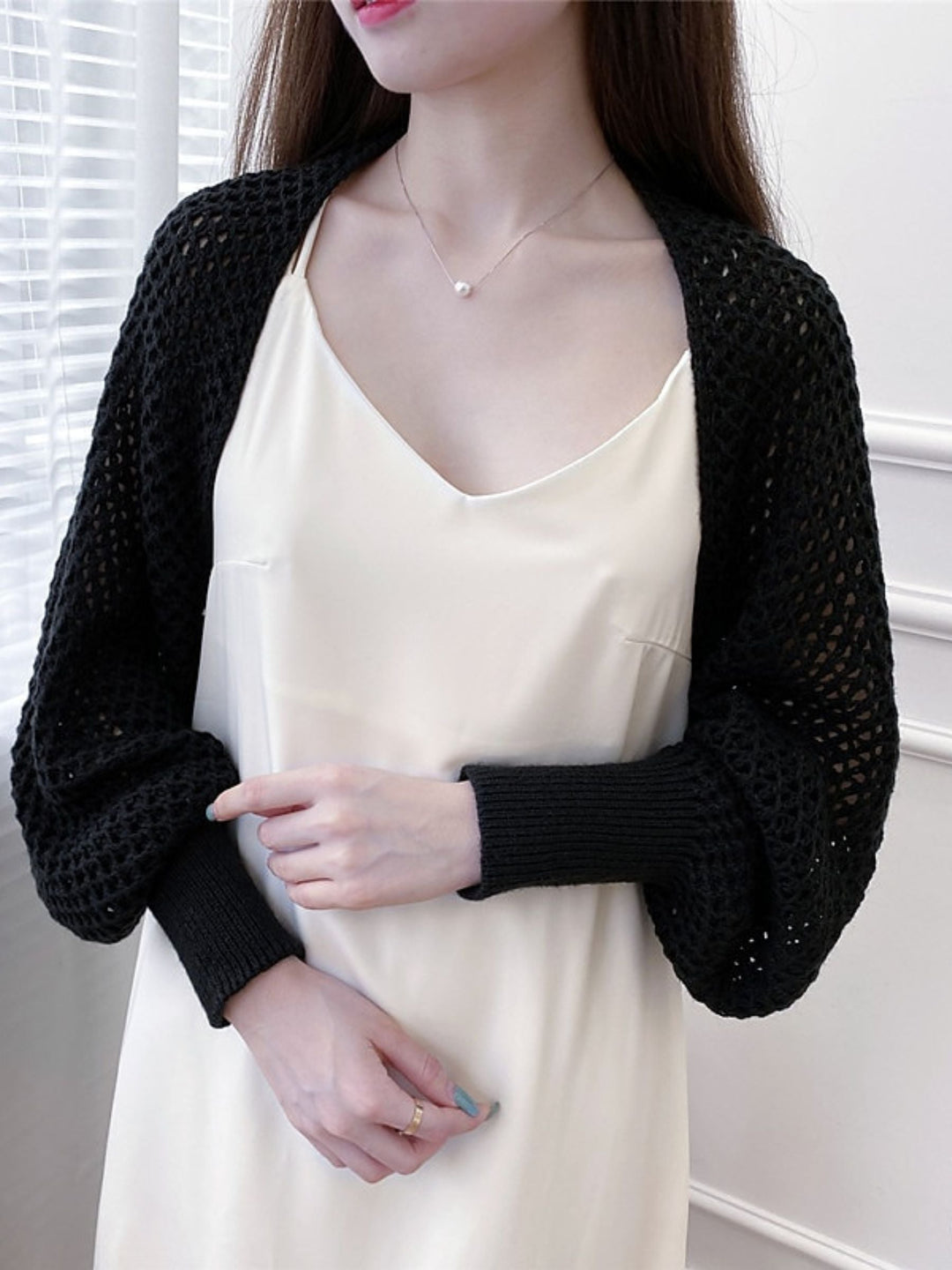 Women's Wrap Bolero Casual Long Sleeves Knitwear with Pure colour