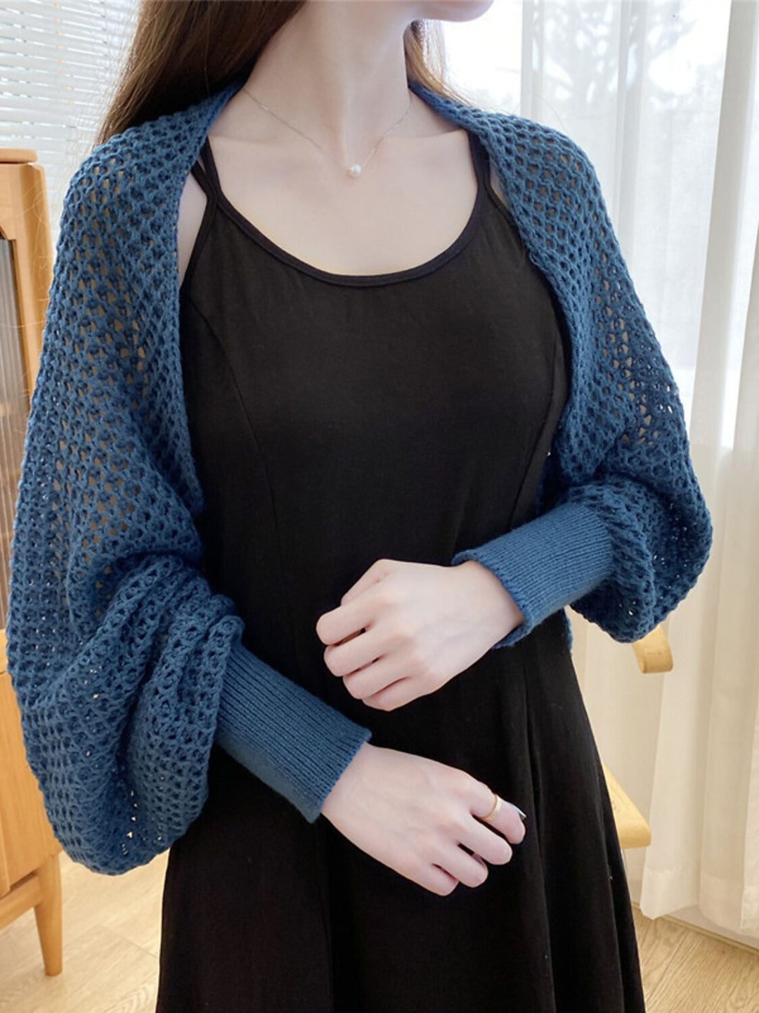 Women's Wrap Bolero Casual Long Sleeves Knitwear with Pure colour