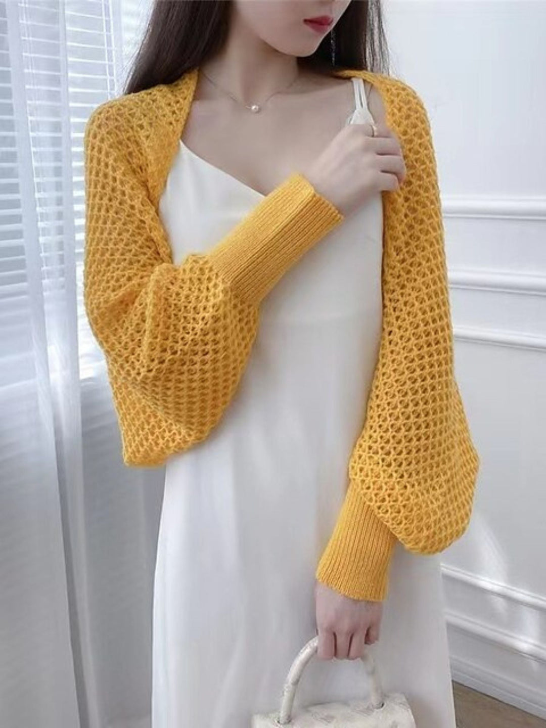 Women's Wrap Bolero Casual Long Sleeves Knitwear with Pure colour