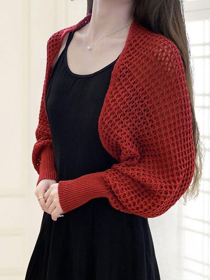 Women's Wrap Bolero Casual Long Sleeves Knitwear with Pure colour