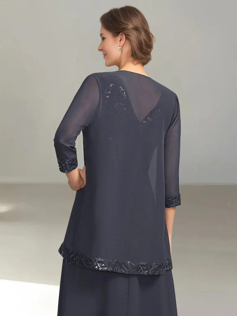 Women's Chiffon 3/4 Sleeves Jackets with Appliques & Sequins