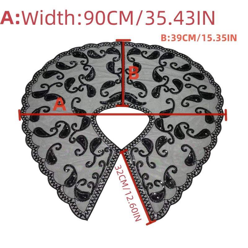 Women's Wrap Cape Vintage Sleeveless Sequind Solid colour Wraps with Beadings