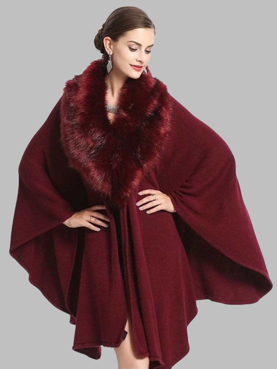 Women's Faux Solid coloured Winter Wedding Party Cape Warm Wrap/Shawls
