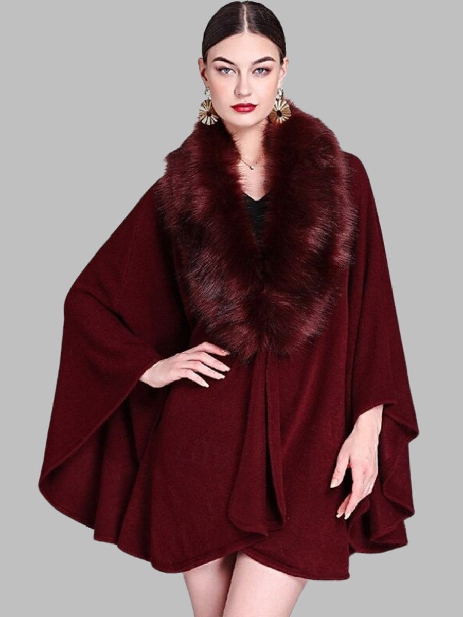 Women's Faux Solid coloured Winter Wedding Party Cape Warm Wrap/Shawls