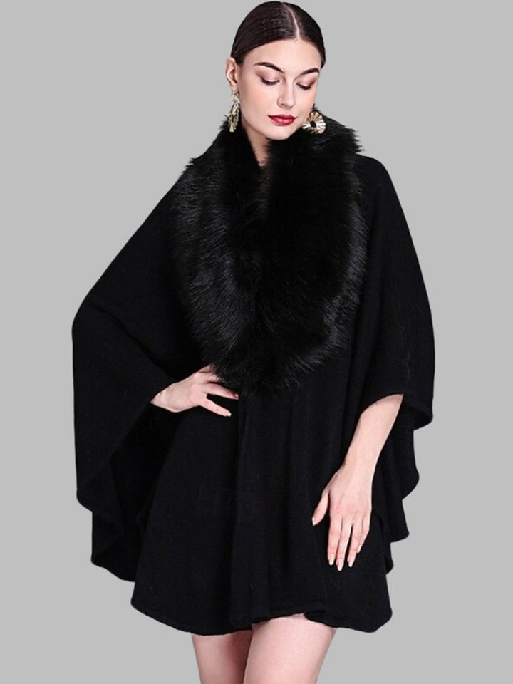 Women's Faux Solid coloured Winter Wedding Party Cape Warm Wrap/Shawls