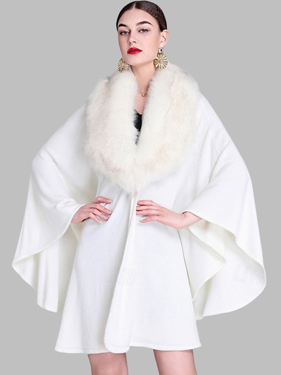 Women's Faux Solid coloured Winter Wedding Party Cape Warm Wrap/Shawls