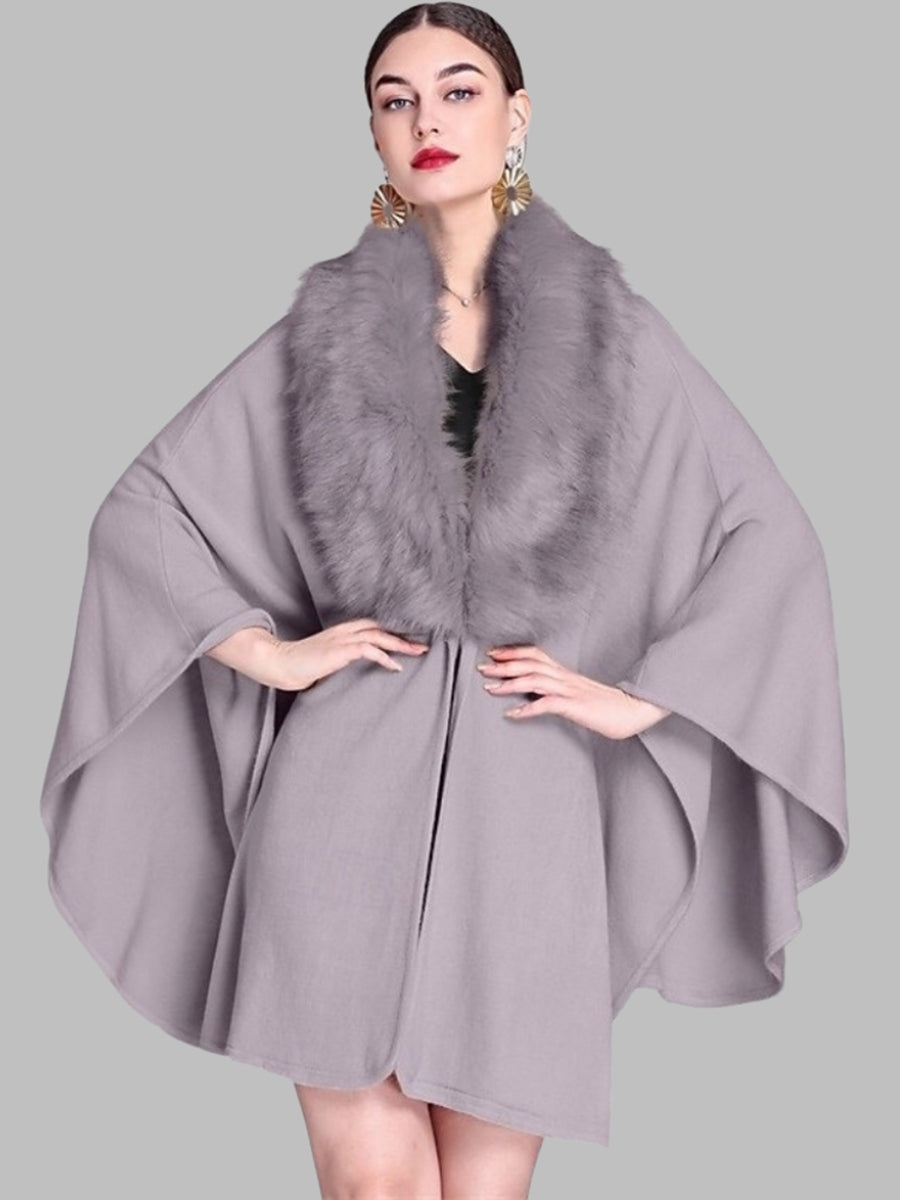 Women's Faux Solid coloured Winter Wedding Party Cape Warm Wrap/Shawls