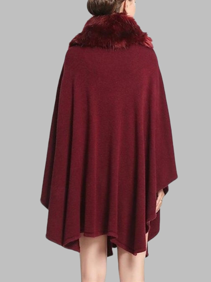Women's Faux Solid coloured Winter Wedding Party Cape Warm Wrap/Shawls
