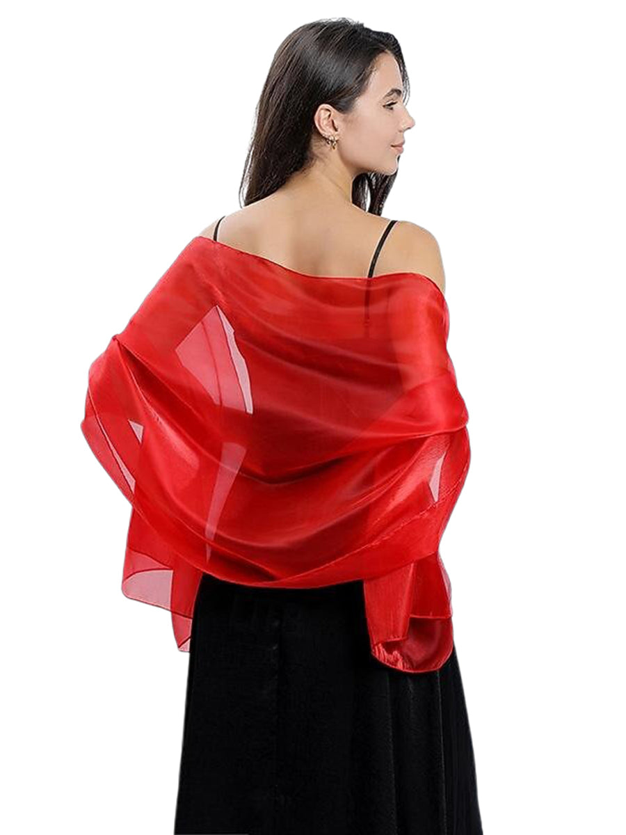 Women's Sheer Pure colour Silk Soft Wedding Formal Shawl