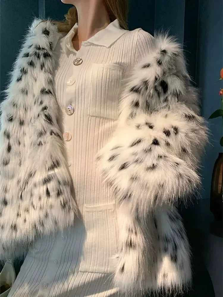 Women's Wrap Long Sleeves Fashionable Leopard Print Coats/Jackets