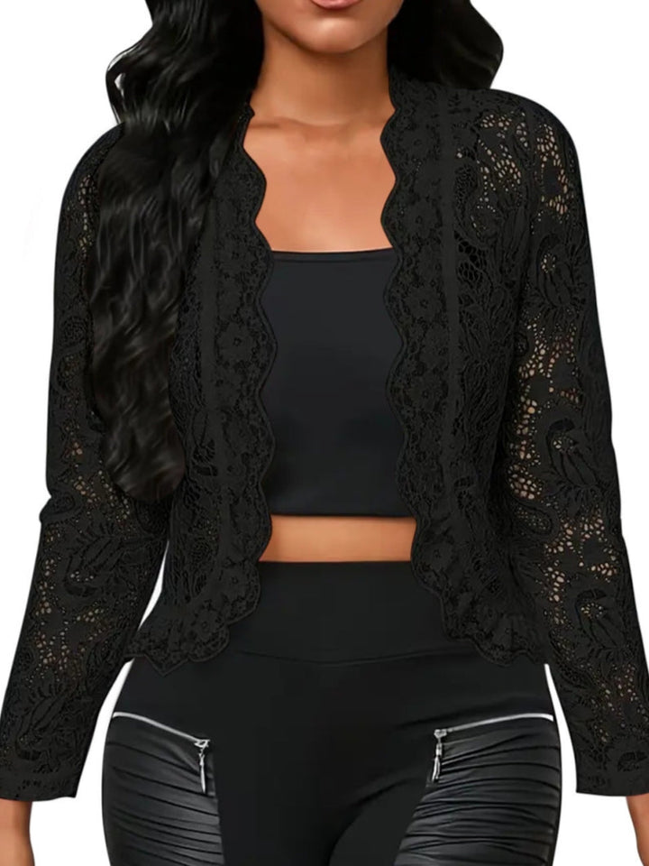 Women's Wedding Guest Coats / Jackets Lace Open-Front Long Sleeves Floral