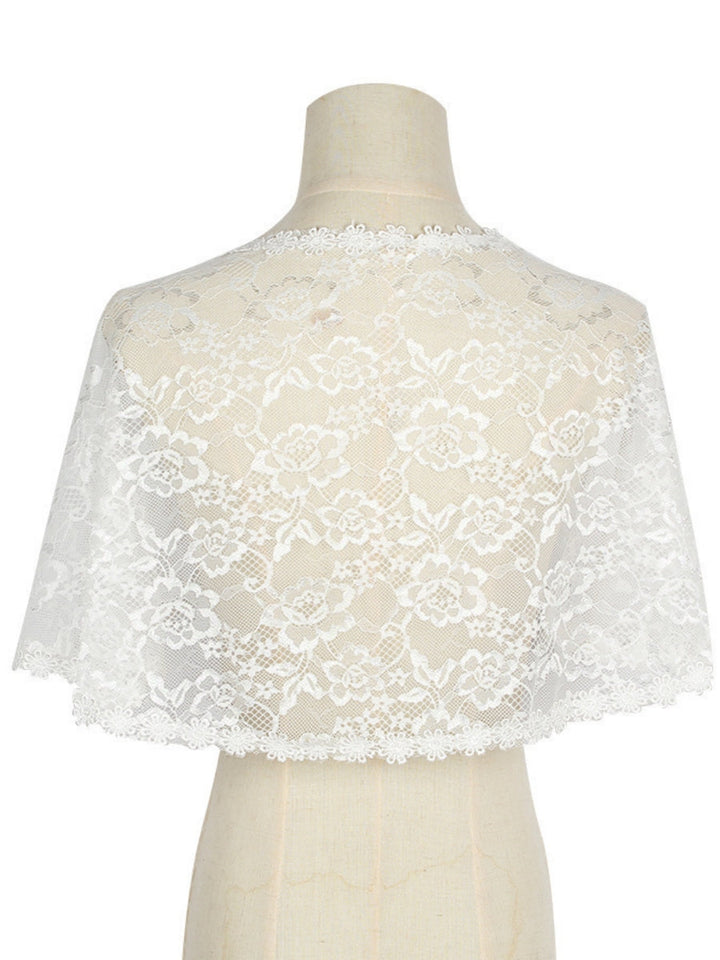 Women's Wedding Guest Wrap Cape Sleeveless Lace Wraps with Floral