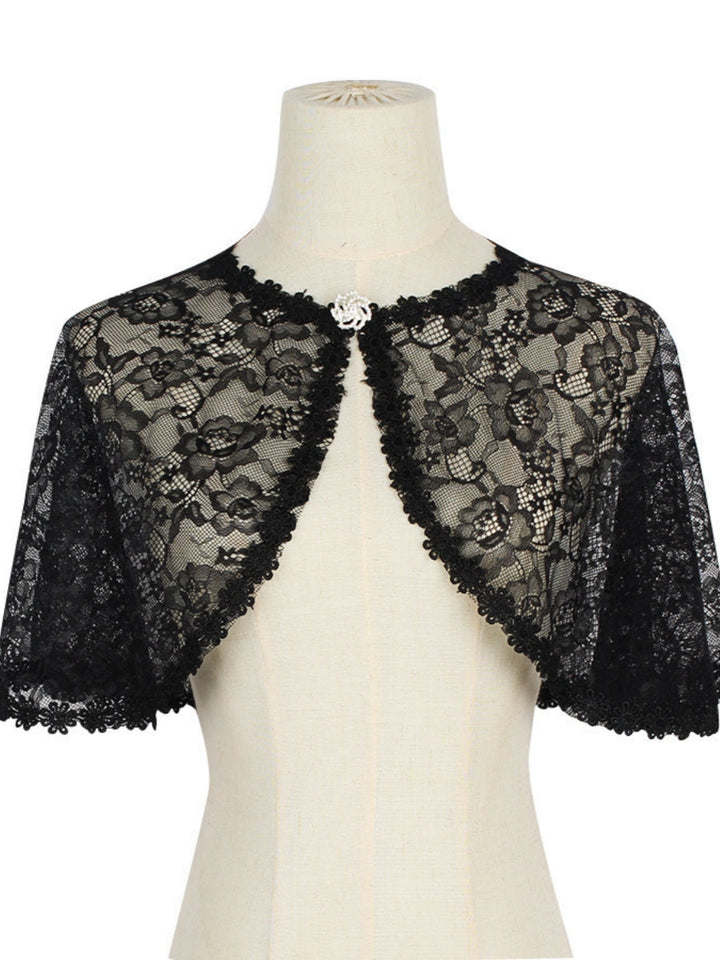 Women's Wedding Guest Wrap Cape Sleeveless Lace Wraps with Floral