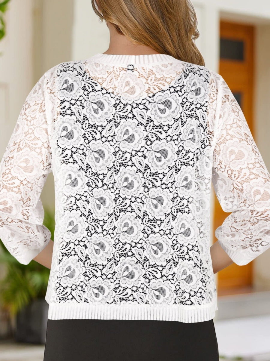 Women's Wedding Guest Coats / Jackets Floral Lace 3/4 Length Sleeves Open-front