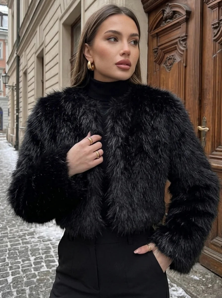 Women¡®s Luxury Black Faux Fur Warm Bolero Wraps