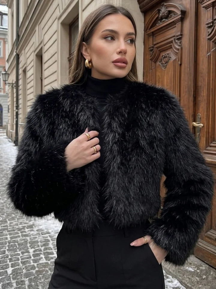 Women¡®s Luxury Black Faux Fur Warm Bolero Wraps