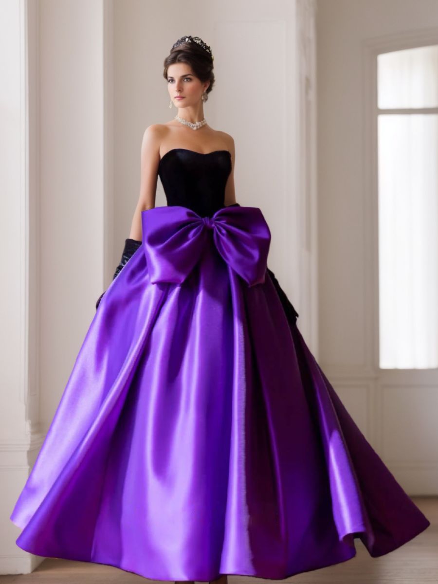 Ball Gown Strapless Sleeveless Floor Length Evening Dresses With Bow(s)