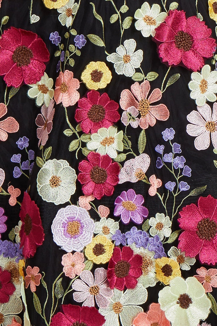 A-Line/Princess Off-the-Shoulder Half Sleeves Printed Floral Weddding Guest Dresses