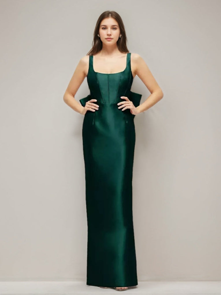 Sheath/Column Scoop Sleeveless Evening Dress with Floor-Length Bow