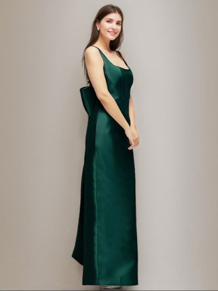 Sheath/Column Scoop Sleeveless Evening Dress with Floor-Length Bow