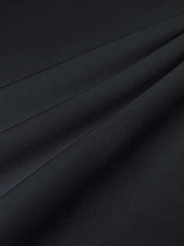 Sheath/Column Plunge V-Neck Peaked Lapel Long Sleeves Floor-Length Evening Dresses with Slit & Pockets & Buttons