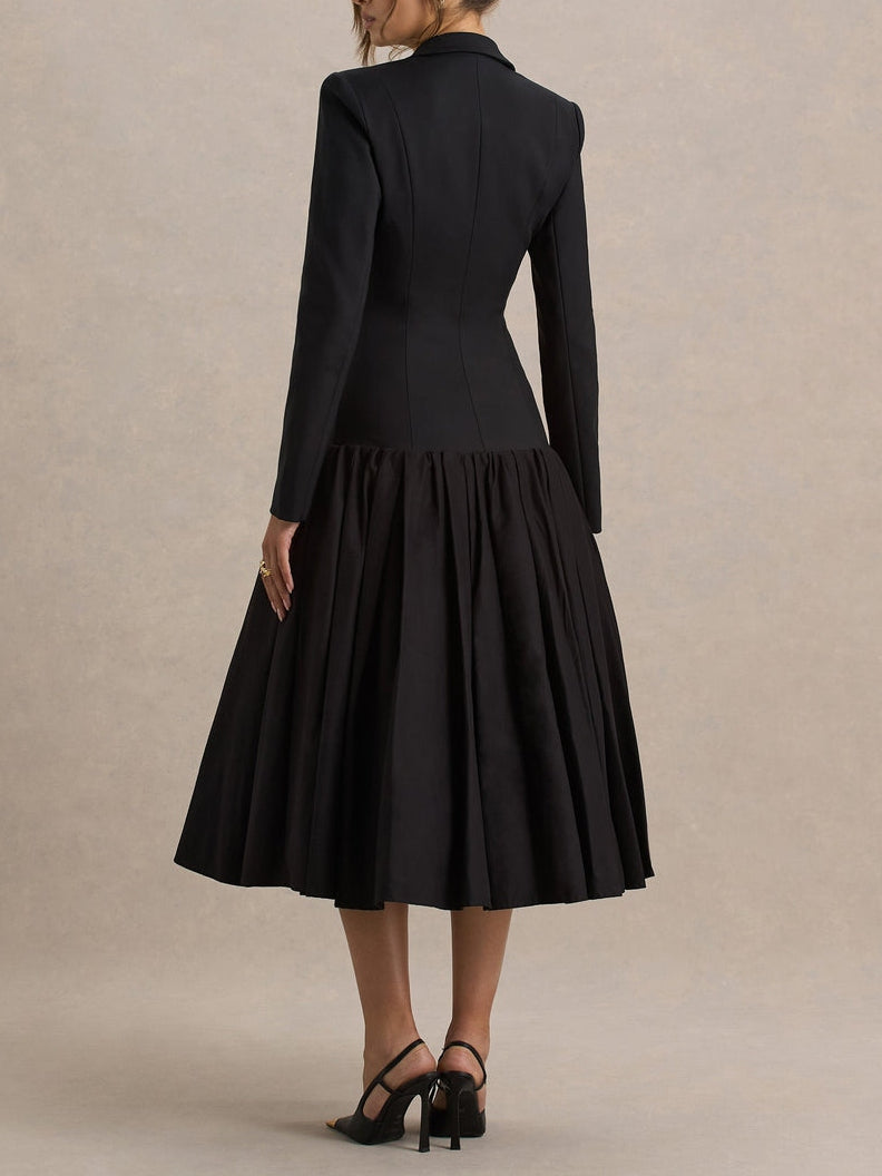 A-Line/Princess V-Neck Satin Wedding Guest Dresses Long Sleeves Knee-Length