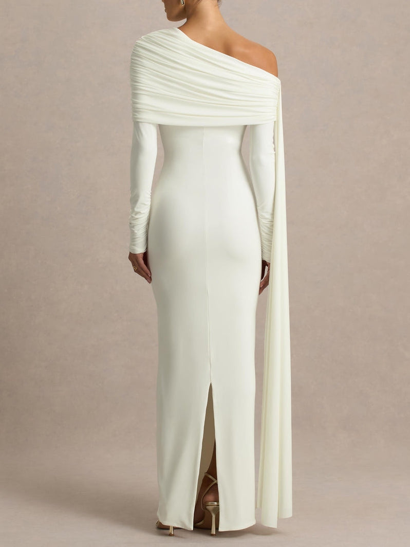 Sheath/Column One-Shoulder Wedding Guest Dresses Floor-Length Long Sle - Mondressy UK Sheath/Column One-Shoulder Wedding Guest Dresses Floor-Length Long Sle - Mondressy UK