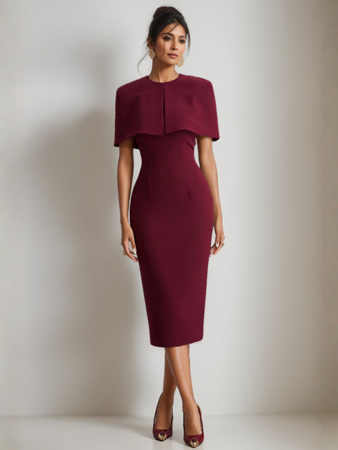 Trumpet/Mermaid Stretch Satin Spaghetti Straps Wedding Guest Dresses Tea-Length Back Slit  Sleeveless