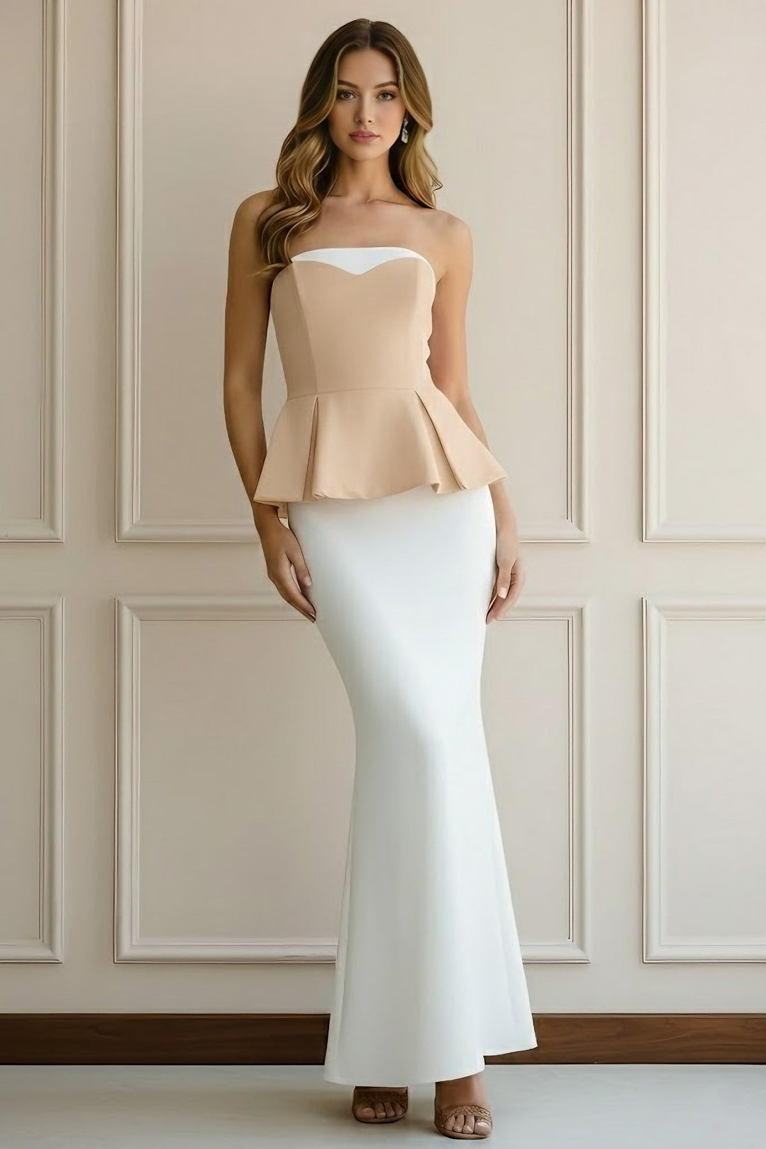 Trumpet/Mermaid Off-the-Shoulder Stretch Satin Evening Dresses Floor-Length Sleeveless Ruffles Party Dresses