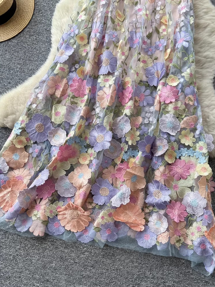 A-Line/Princess Spaghetti Straps Wedding Guest Dresses Lace Embroidery Ankle-Length Sleeveless Floral