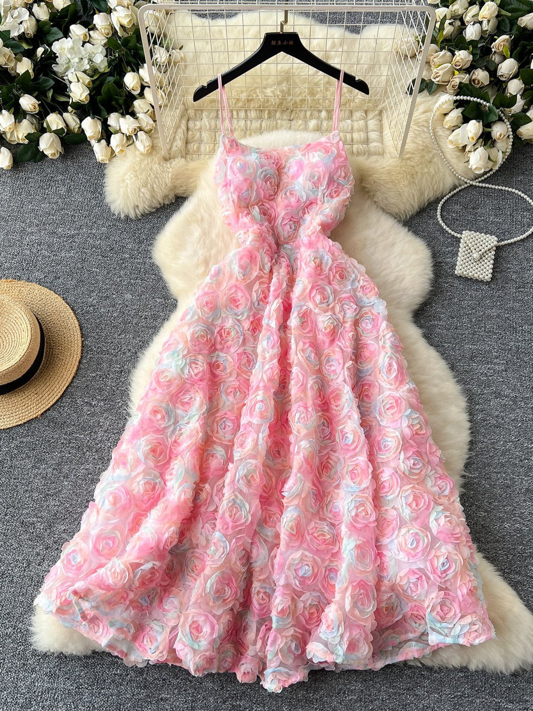 A-Line/Princess Spaghetti Straps Printed Wedding Guest Dresses Tea-Length Sleeveless Floral