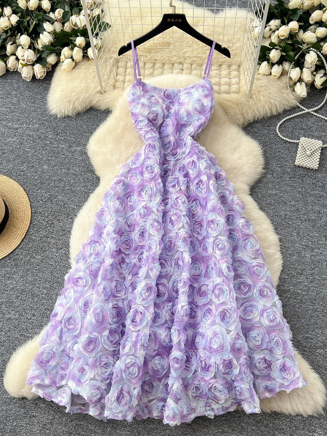 A-Line/Princess Spaghetti Straps Printed Wedding Guest Dresses Tea-Length Sleeveless Floral
