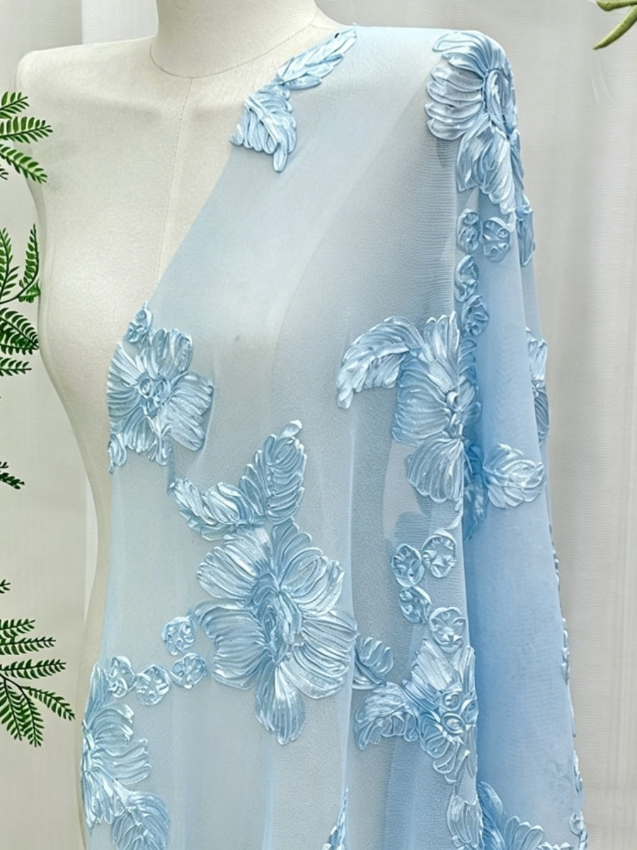Sheath/Column One-Shoulder Lace Embroidery Evening Dresses Sleeveless Floral Floor-Length Party Dresses