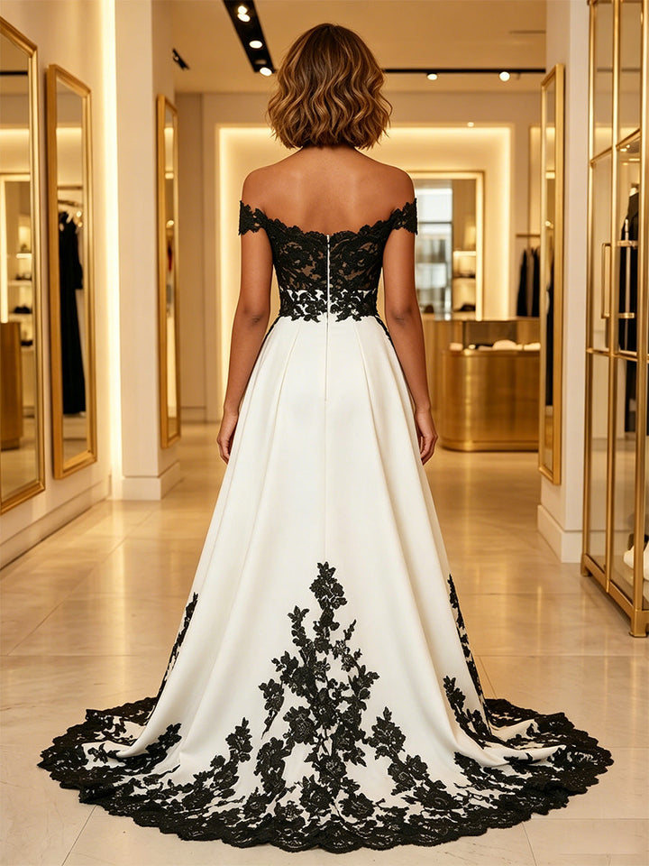 Sheath/Column Off-the-Shoulder Formal Dresses Floor-Length Sleeveless Evening Dresses with Overskirt