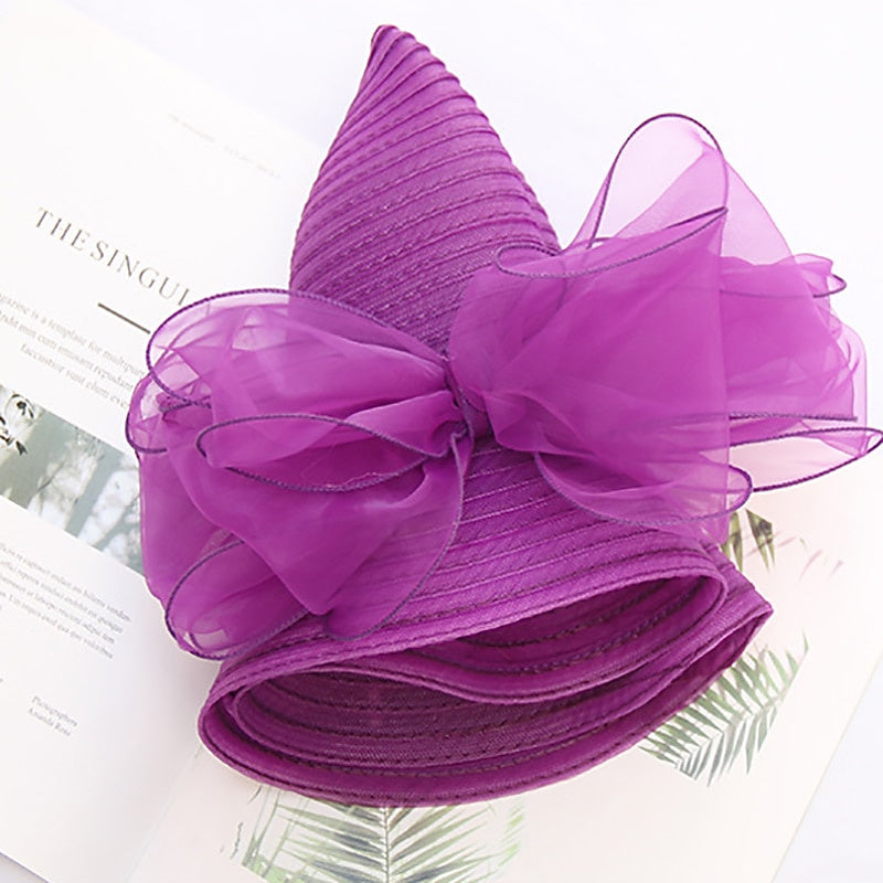 Fascinators Organza Holiday Beach Elegant Vintage With Pure Colour Appliques Headpiece  with Bowknot