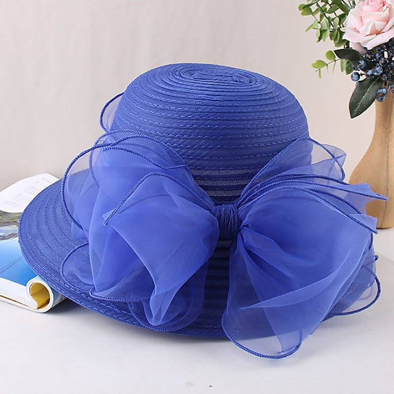 Fascinators Organza Holiday Beach Elegant Vintage With Pure Colour Appliques Headpiece  with Bowknot