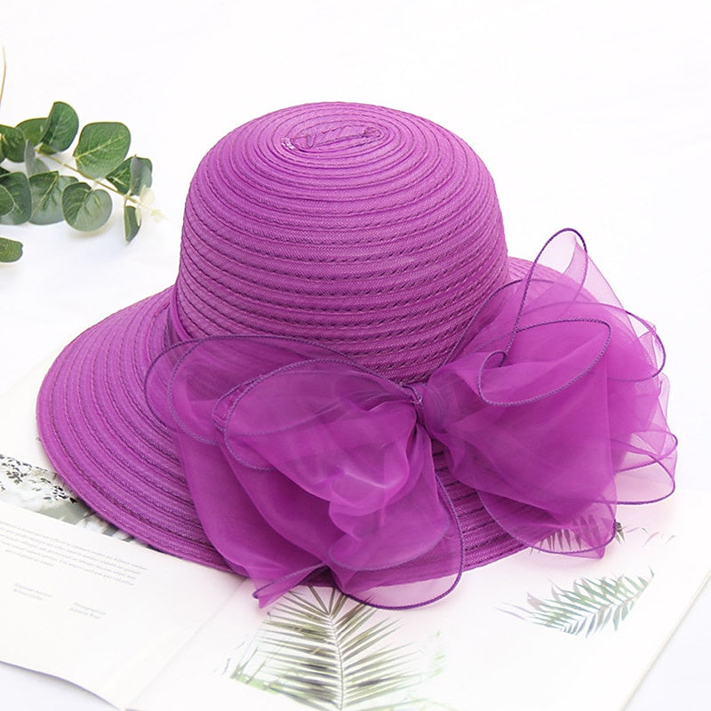 Fascinators Organza Holiday Beach Elegant Vintage With Pure Colour Appliques Headpiece  with Bowknot