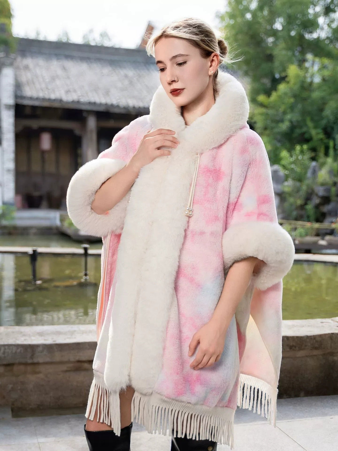 Women’s Elegant Winter Cape Shawl/Wrap with Tassels