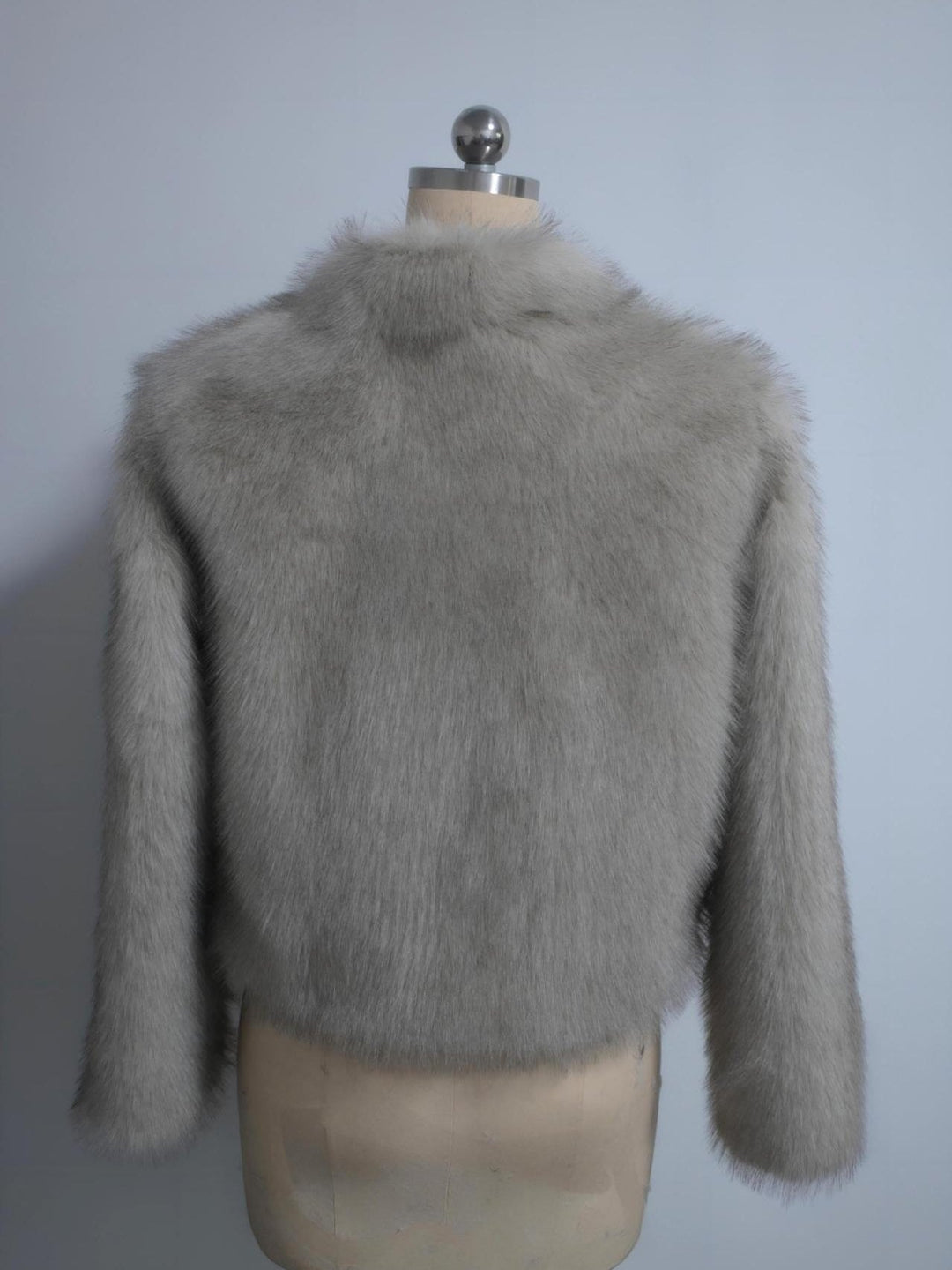 Women’s Fluffy Faux Fur Long Sleeves Winter Warm Cropped Jackets