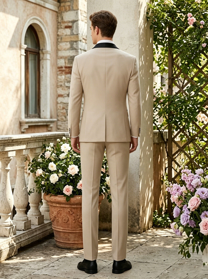 Men's 2-Piece Suit Jacket, Stretchable and Wrinkle-Resistant, Beige