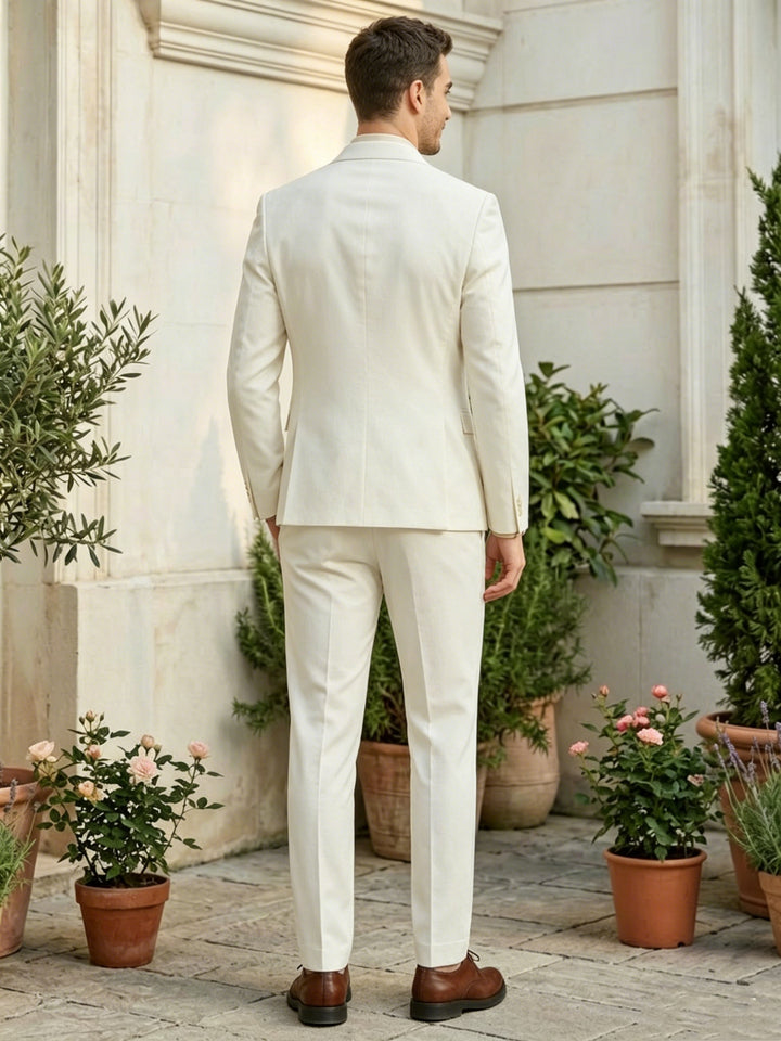 Comfortable White Double-Breasted Men's Suit Jacket