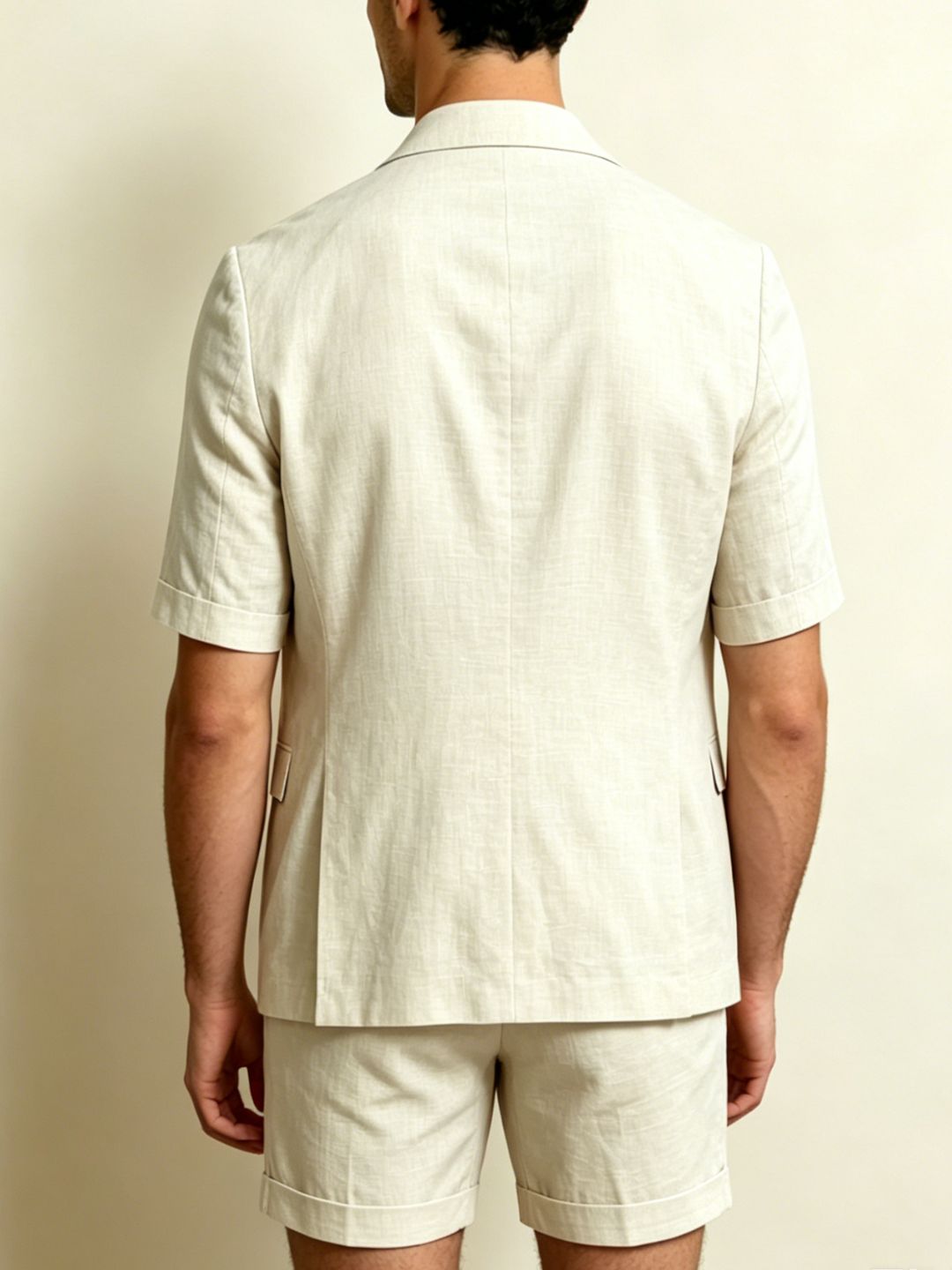 Men's Single Breasted Six-Buttons 2 Pieces Solid coloured Linen Suits