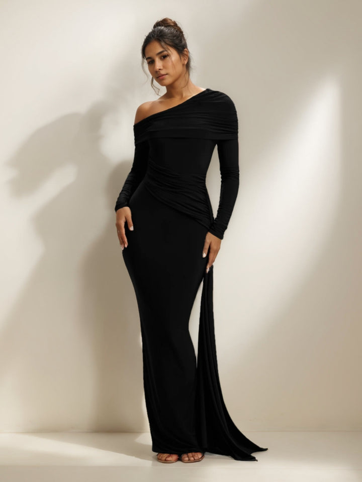Trumpet/Mermaid One-Shoulder Long Sleeves Wedding Guest Dresses Asymmetrical